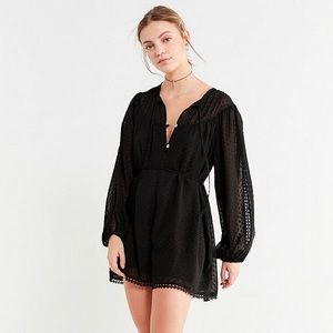 Urban Outfitters Pants - NWT UO Embroidered Dot Balloon Sleeve Flowy Romper Urban Outfitters Pants - NWT UO Embroidered Dot Balloon Sleeve Flowy Romper